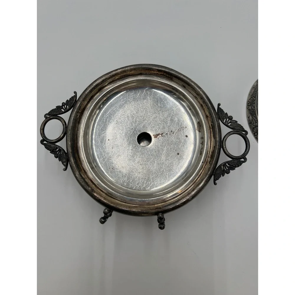 Barbour Bros Silver Quadruple Plate Butter‎ Dish with Lid Floral Engraving